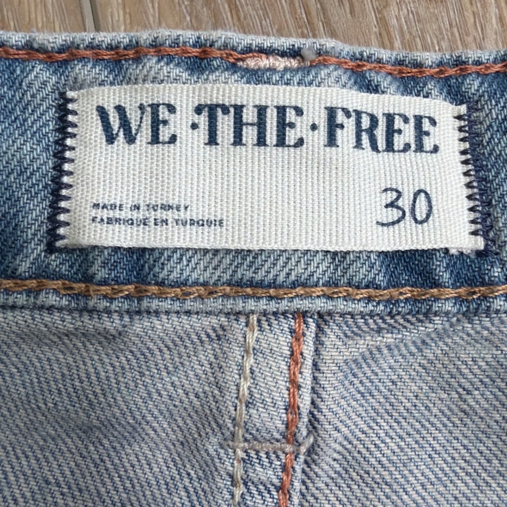 We The Free Denim Shorts Womens 30 High Rise Raw Hem Button Fly Boho Distressed - Picture 3 of 11